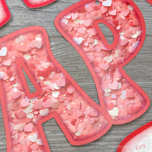 Load image into Gallery viewer, Happy Valentine&#39;s Day paper banner with faux pink heart glitter letters, spreading love and joy.