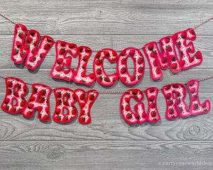 Welcome baby girl paper banner by Party Your World