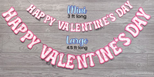 Load image into Gallery viewer, HAppy Valentine&#39;s Day banner by Party Your World size comparison mini vs large