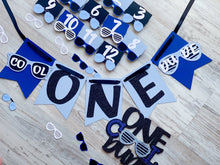 Load image into Gallery viewer, One Cool Dude Party Pack, High Chair banner, Photo Clips, Cake Topper and Confetti