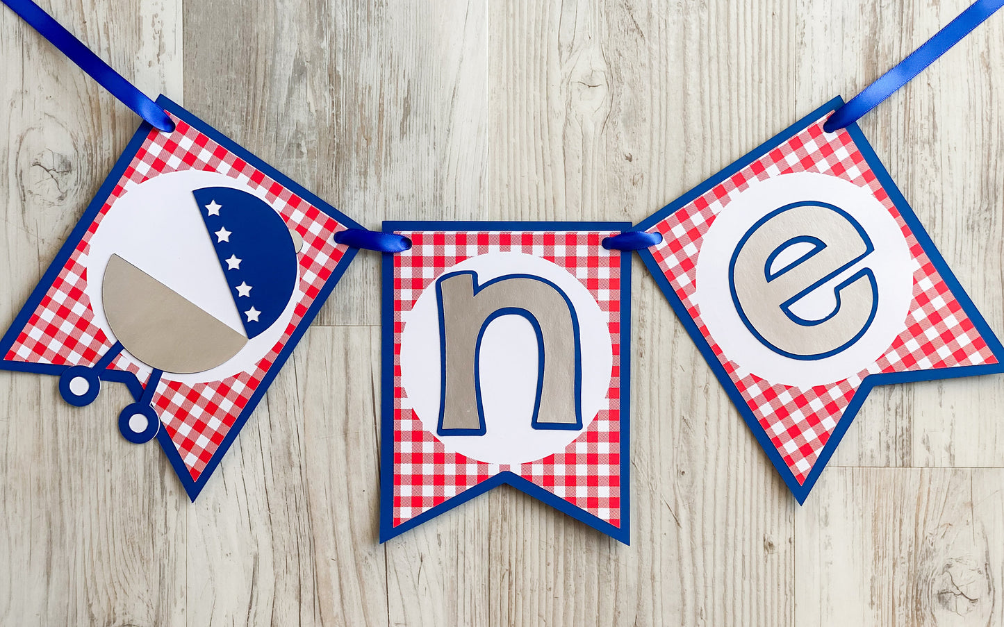Barbeque ONE Banner, BBQ High Chair Banner, Grilling First Birthday Party Decorations, Red Gingham Cook-out 1st Birthday Party Decor
