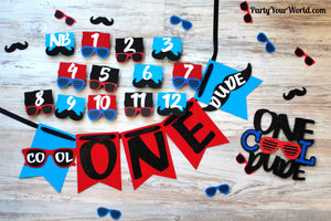 One Cool Dude High Chair Banner, Boy's First Birthday Party Decorations, Cake Smash Banner