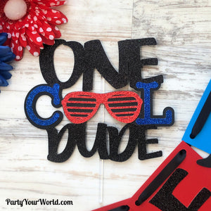 One Cool Dude Cake Topper, Boy's First Birthday Cake Smash Decor, Cool Dude Sunglasses 1st Birthday Party Decorations