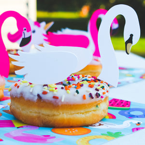 Pool Float Cupcake Toppers / Donut Toppers, Summer Pool Party Dessert Table Decor, Unicorn Float, Swan Float, Flamingo Float Decorations