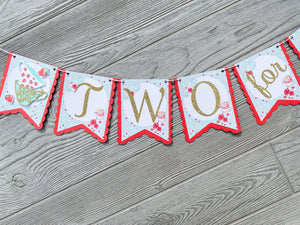 Tea Party Birthday Banner, Two for Tea Banner, Strawberry Tea Party Birthday Decorations, Custom Tea Party Decor, Personalized Banner