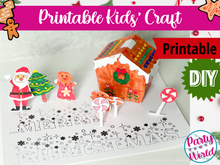 Load image into Gallery viewer, Printable Kids&#39; Christmas Craft, 3D Coloring Page Gingerbread House