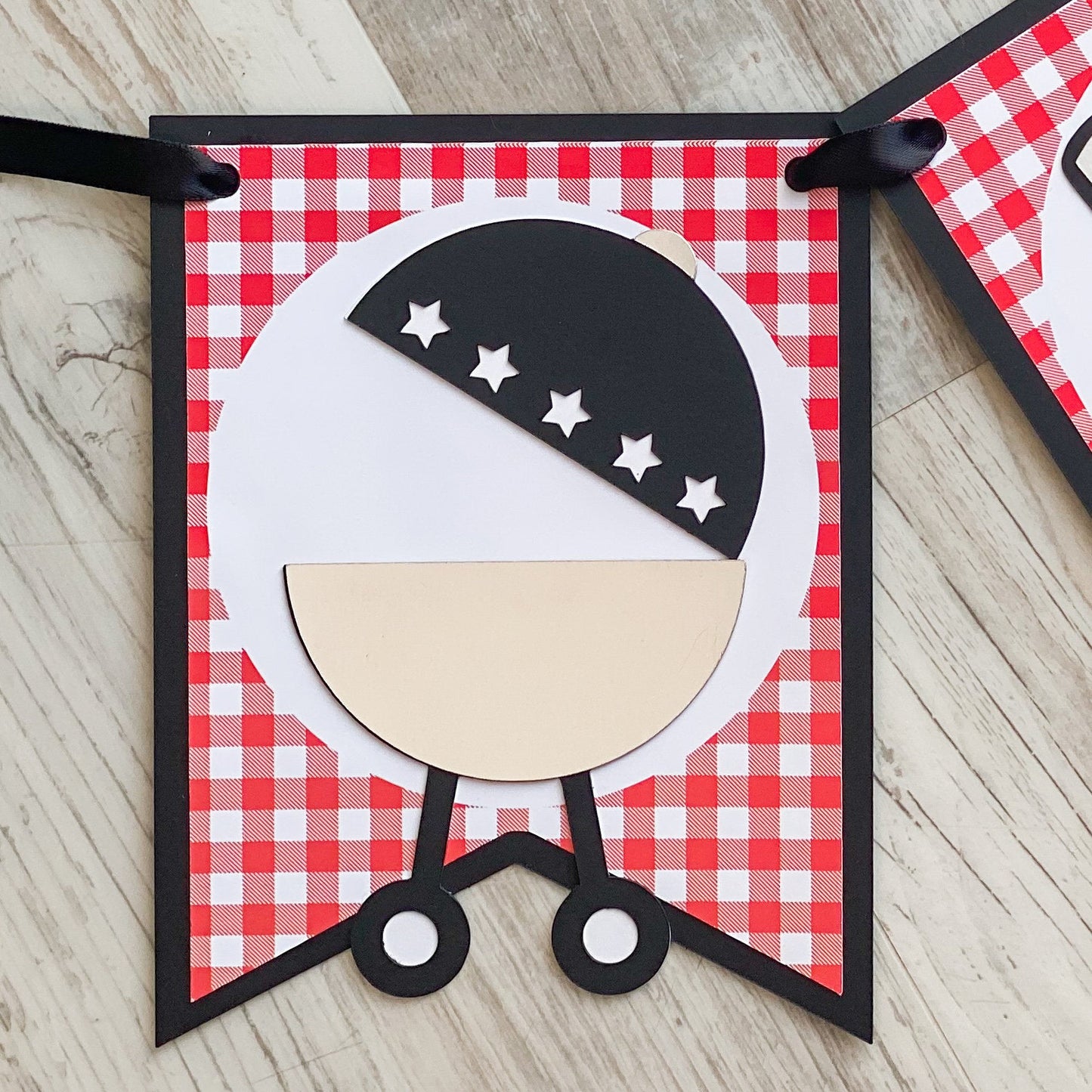 Barbeque ONE Banner, BBQ High Chair Banner, Grilling First Birthday Party Decorations, Red Gingham Cook-out 1st Birthday Party Decor