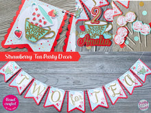 Load image into Gallery viewer, Strawberry Tea High Chair Banner, ONE Tea Party Banner, First Birthday Tea Party Decorations, Garden Tea Party 1st Birthday Decor