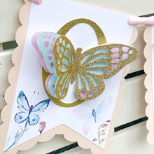 Load image into Gallery viewer, Butterfly High Chair Banner, ONE Butterfly Banner, First Birthday Butterfly Party Decorations, Garden 1st Birthday Party Decor