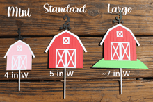 Load image into Gallery viewer, Mini Pink Barn Cake topper with Age, Glitter Farm Party Decor