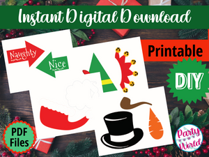 Family Christmas Photo Props, Printable Instant Download Christmas Decorations