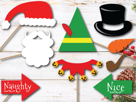 Family Christmas Photo Props, Printable Instant Download Christmas Decorations