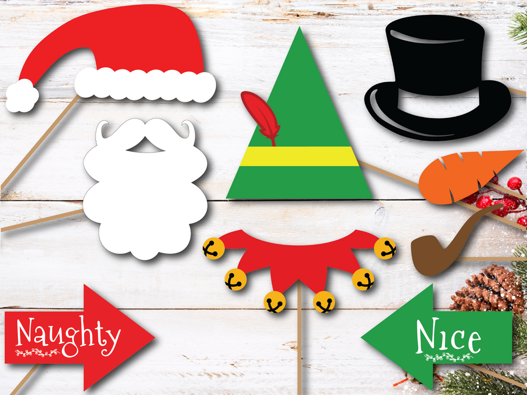 Naughty Christmas Cookie Swap Photo Props, Printable Instant Download Christmas Decorations