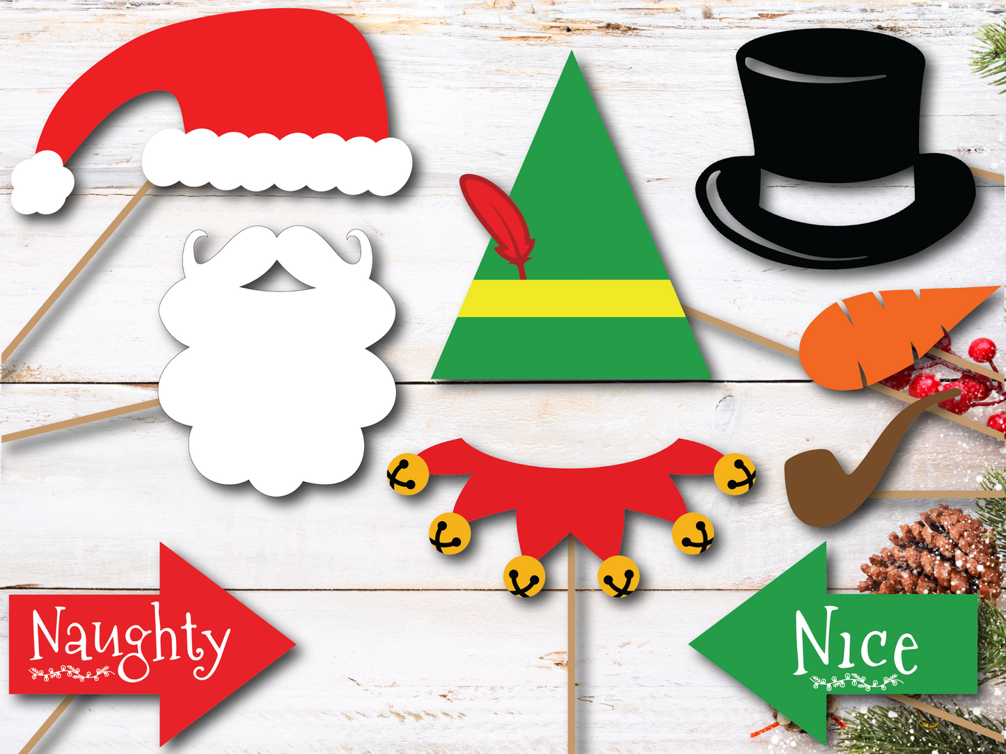 Naughty Christmas Photo Props, Printable Instant Download Christmas Decorations