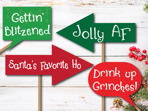 Naughty Christmas Photo Props, Printable Instant Download Christmas Decorations