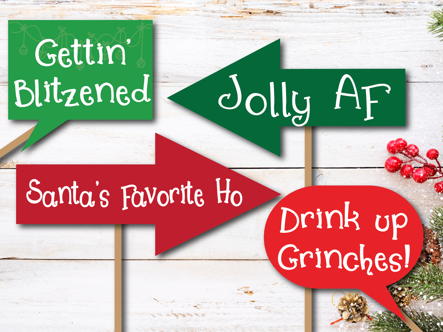 Naughty Christmas Cookie Swap Photo Props, Printable Instant Download Christmas Decorations