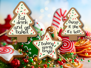 Naughty Christmas Cookie Swap Photo Props, Printable Instant Download Christmas Decorations