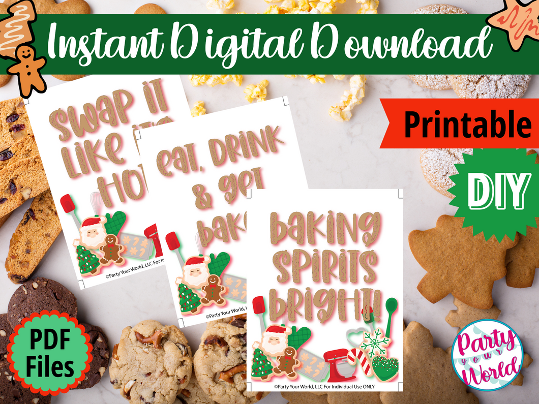 Cookie Swap Printable Sign Set (3), 