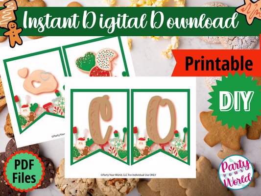 Digital Christmas Cookie Swap Decor Package