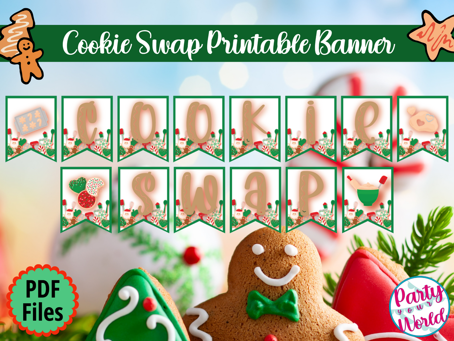 Cookie Swap Large Digital Banner, Printable Instant Download Christmas Decorations