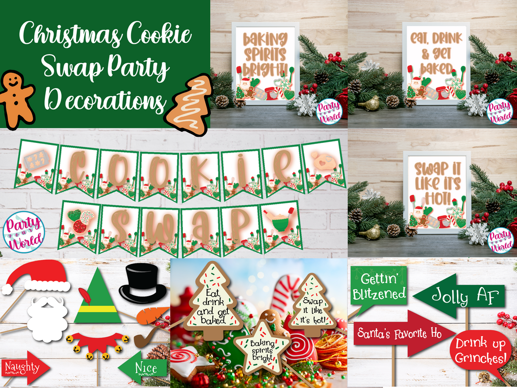 Digital Christmas Cookie Swap Decor Package