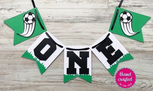 Soccer High Chair Banner, Soccer ONE Banner, Soccer Half Birthday Banner, Soccer First Birthday Decor