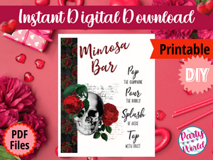 Mimosa Bar Galentine's Day Printable Sign, Instant Digital Download Valentine's Day Brunch Sign - GD23
