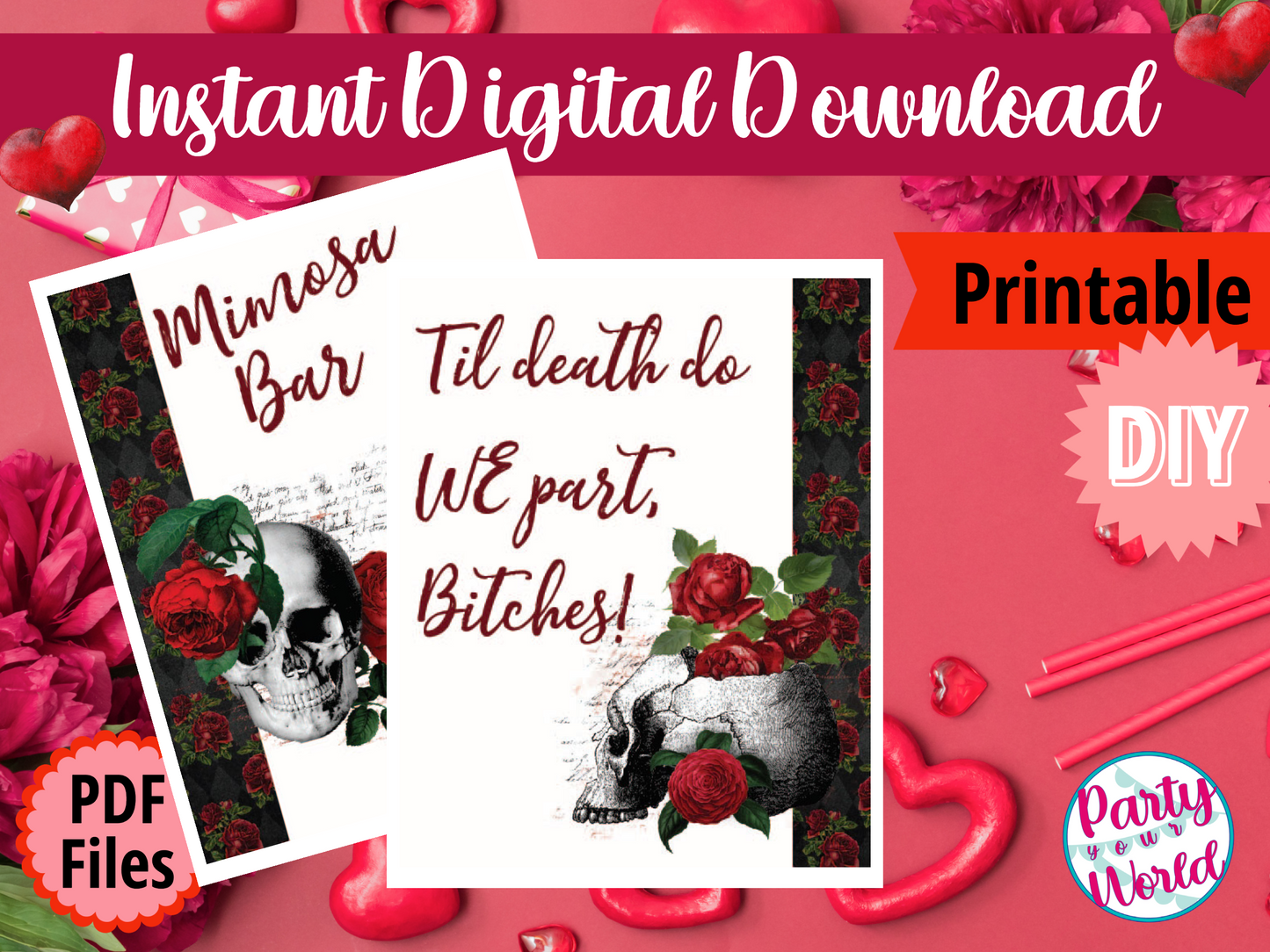 Galentine's Day Printable Sign, Instant Digital Download Valentine's Day Brunch Sign, Anti-Valentine's Day Party Decor - GD23