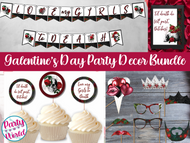 Galentine's Day Printable Party Decoration Bundle, DIY Banner, Picture Props, Signs, Cupcake Toppers Instant Digital Download - GD23