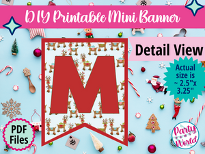 Mini Christmas Digital Alphabet Banner , Printable Instant Download Christmas Decorations