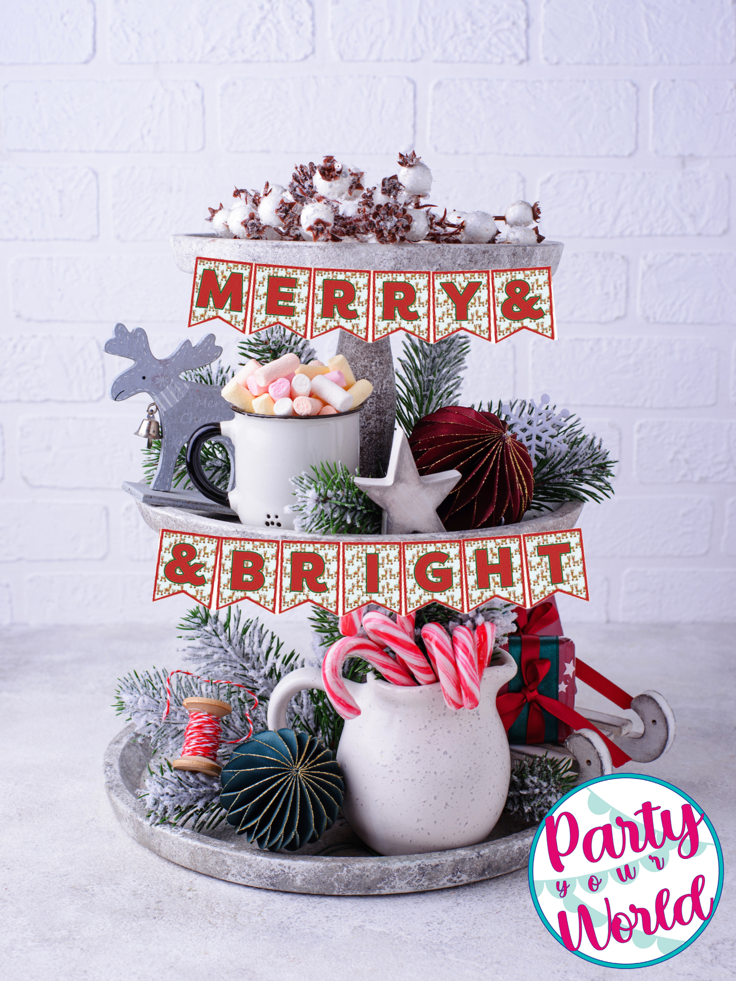 Mini Christmas Digital Alphabet Banner , Printable Instant Download Christmas Decorations