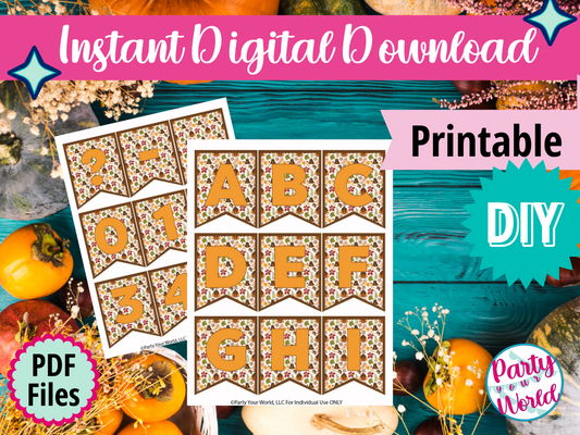 Mini Thanksgiving Digital Alphabet Banner , Printable Instant Download  Thanksgiving Decorations