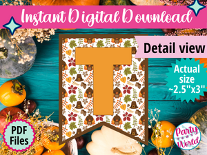 Mini Thanksgiving Digital Alphabet Banner , Printable Instant Download  Thanksgiving Decorations