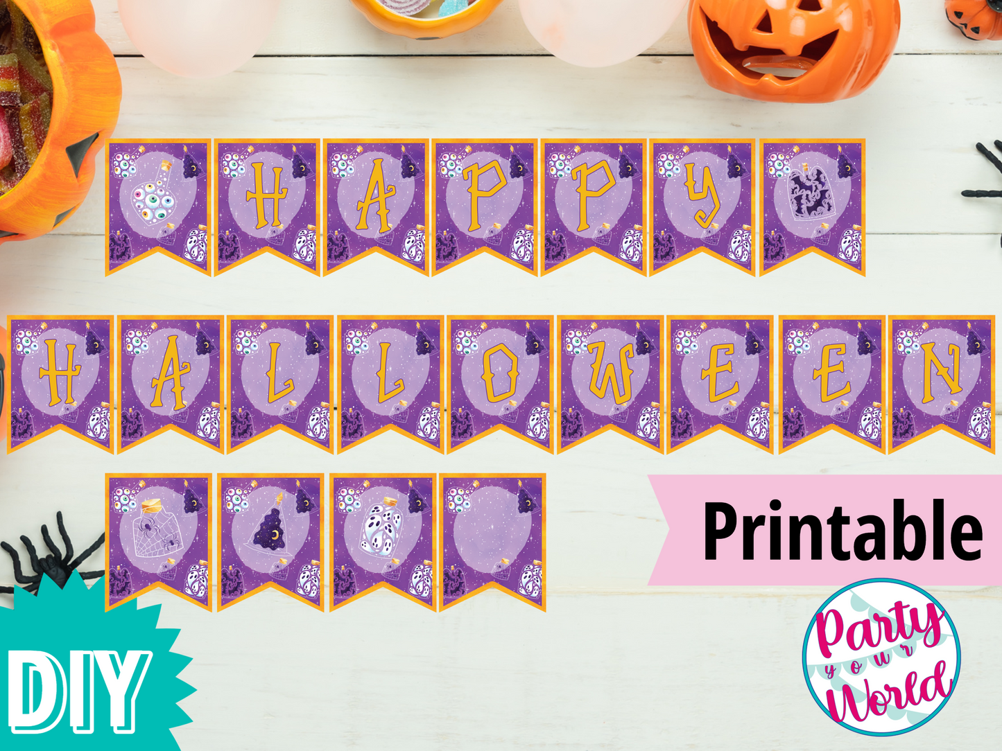 Happy Halloween Spooky Potions Large Banner, Printable Instant Download Halloween Decorations