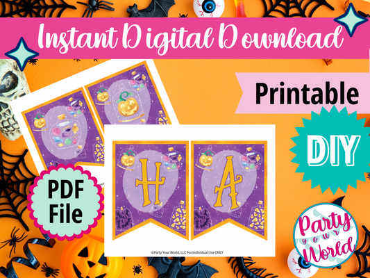 Halloween Kids' Potions Large Banner, "I Put a Spell on You" Printable Instant Download Halloween Decorations