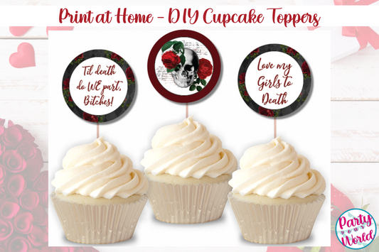 Galentine's Day Cupcake Toppers, DIY Instant Digital Download Valentine's Day Party Decor - GD23