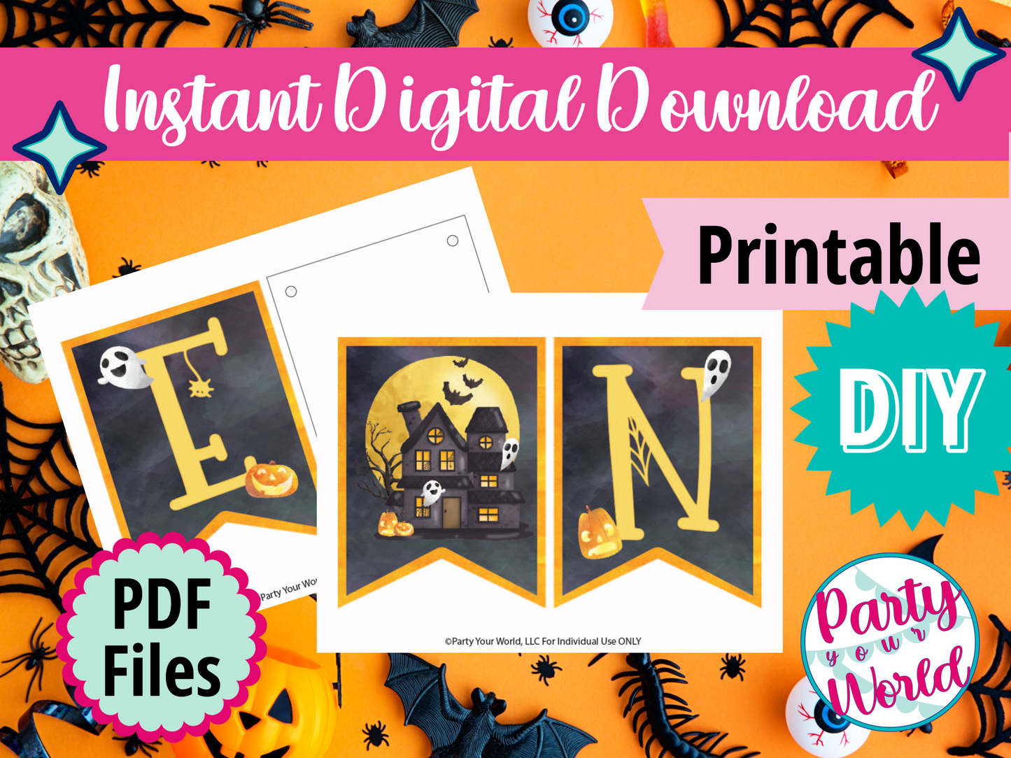 Spooky One High Chair Banner, Printable Instant Download First Birthday Decor