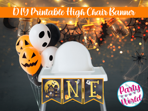 Spooky One High Chair Banner, Printable Instant Download First Birthday Decor
