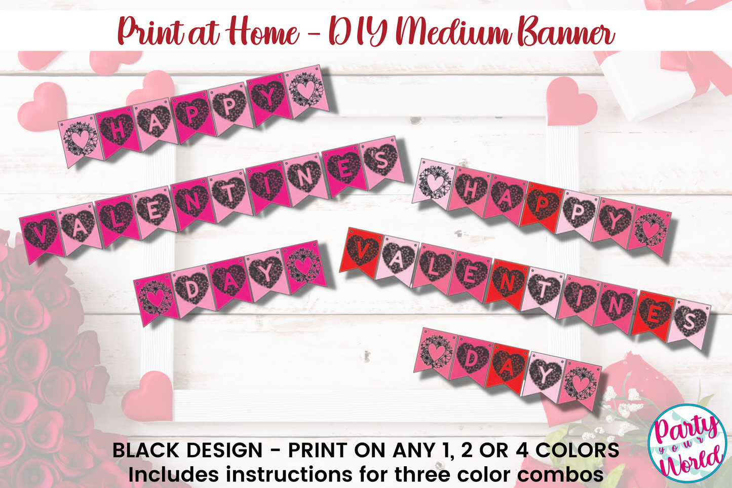 Printable Happy Valentine's Day Banner- DIGITAL DOWNLOAD