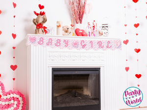Valentine's Day Baby Shower Printable Banner, "Sweet Baby Girl" Valentine Heart DIY Banner, Digital Download Baby Shower Decorations -VB23