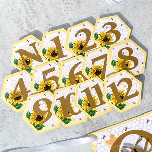 Sunflower Bee First Year Photo Clips, Bee Theme 1st Birthday Picture Banner, Honeycomb & Sunflower Monthly Milestone Pic Display