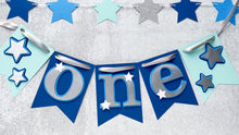 Load image into Gallery viewer, Twinkle Little Star High Chair Banner, Star ONE Banner, Twinkle Twinkle First Birthday Party Decorations, Star Cake Smash Photoshoot Decor