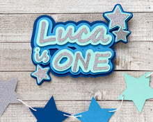 Load image into Gallery viewer, Twinkle Twinkle Little Star First Birthday Cake Topper with Name, Personalized Star &quot;ONE&quot; Cake Topper, Twinkle Little Star Cake Smash Decor