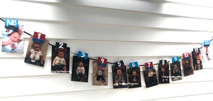 One Cool Dude First Year Photo Clips, Cool Dude 1st Birthday Picture Banner, Shades & Sunglasses Monthly Milestone Pic Display