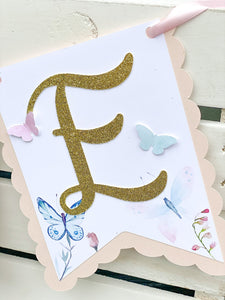 Butterfly High Chair Banner, ONE Butterfly Banner, First Birthday Butterfly Party Decorations, Garden 1st Birthday Party Decor