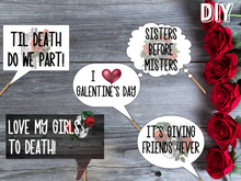 Load image into Gallery viewer, Printable DIY Dark Rose and Skull Galentine&#39;s Day Photo Booth Props - GD23