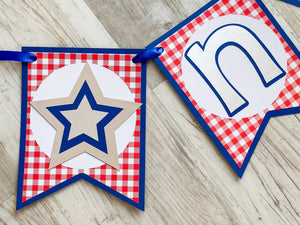 Fourth of July BBQ ONE Banner, July 4th Barbeque High Chair Banner, Cook-out 1st Birthday Party Decorations, USA First Bday Party Decor