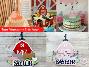 Farm Barnyard Cupcake Toppers, Barn Animal Theme Dessert Table Decor, Farm Birthday Party Decorations, Cow, Pig, Chicken, Sheep Cupcakes