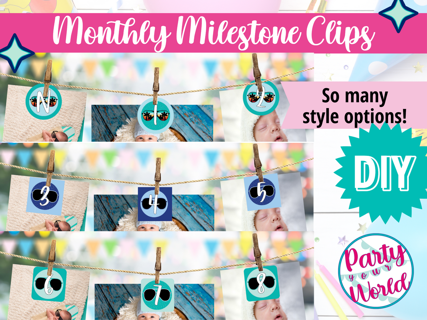 Spooky One First Year Monthly Picture Banner, Printable Instant Download First Birthday Decor