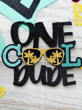 Load image into Gallery viewer, One Cool Dude Cake Topper, Boy&#39;s First Birthday Cake Smash Decor, Cool Dude Sunglasses 1st Birthday Party Decorations